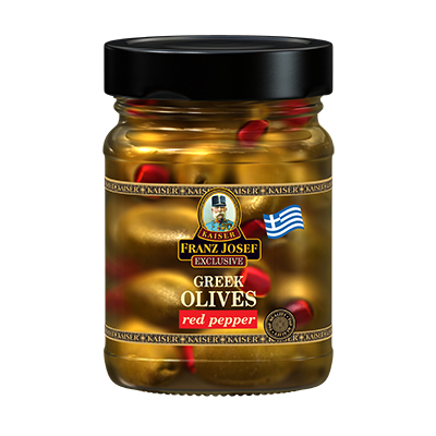 Grécke zelené olivy plnené paprikou v slanom náleve